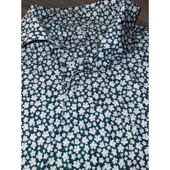 Rhoback Other - Rhoback Mens Green White Shamrock Floral Golf Polo Shirt Short Sleeve Size XL